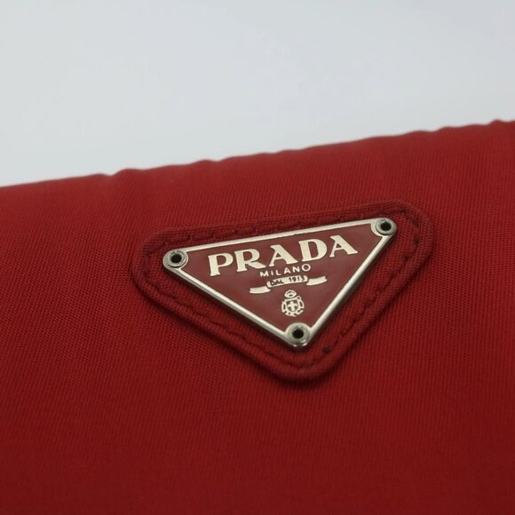 PRADA Chain Shoulder Bag Nylon Red Auth - Picture 7 of 14